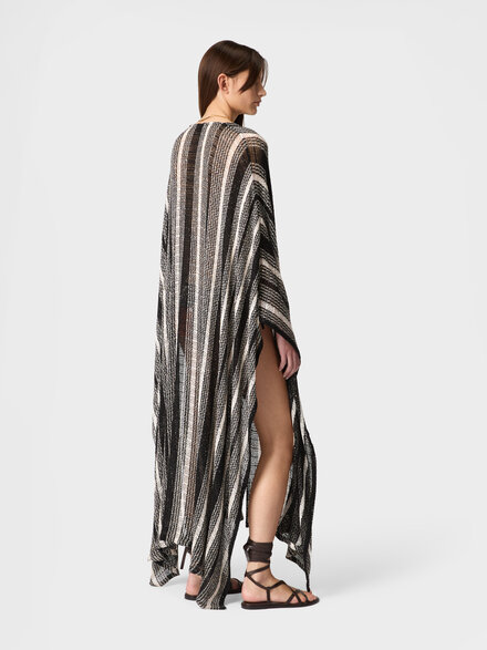Long mesh caftan cover-up, Black & White - MS26SQ2FBV00J7S91SR