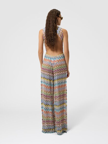 Langer Cover-up-Jumpsuit aus Viskose-Lam&eacute; mit Cut-out, Mehrfarbig  - MS26WG00BR015YSMSOR