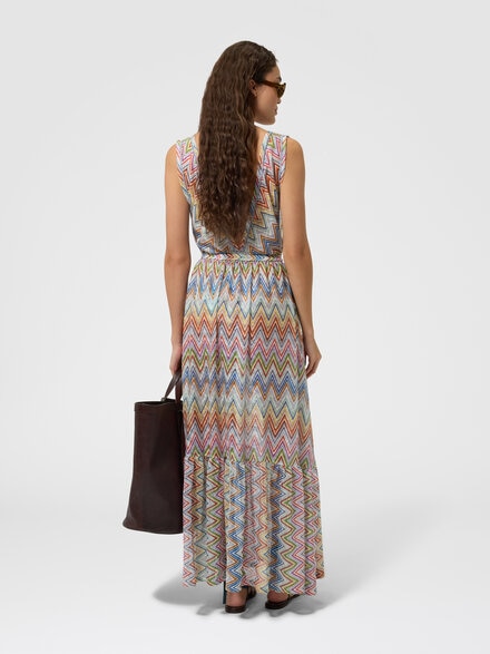 Abito copricostume lungo in tulle zig zag, Multicolore  - MS26WQ01BR0161SMSP2