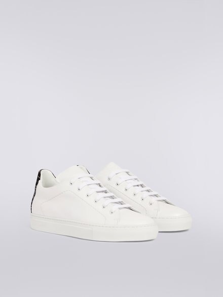 Leather trainers with slub insert, White  - OC23WY00BL007US0191