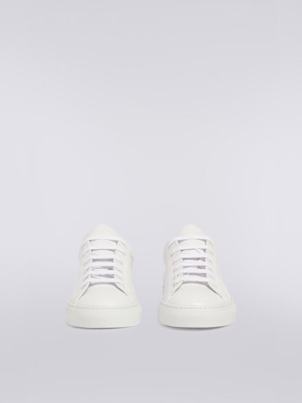 Leather trainers with slub insert, White  - OC23WY00BL007US0191