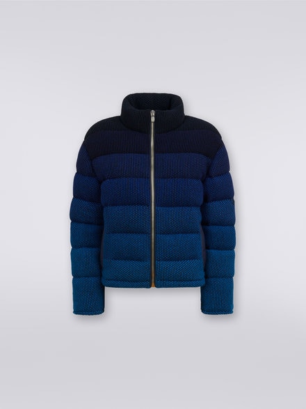 Cropped jacket in dégradé padded cotton blend, Black & Blue - SS23WC02BK027RS72BS