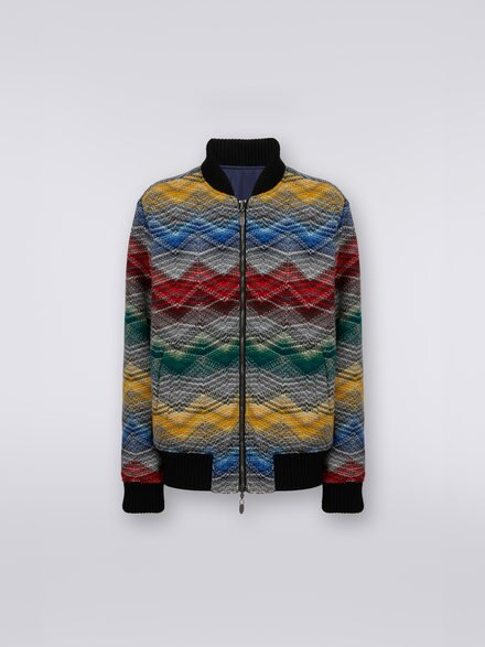 Wool blend chevron bomber jacket, Multicoloured  - SS23WC06BC003QSM8X4