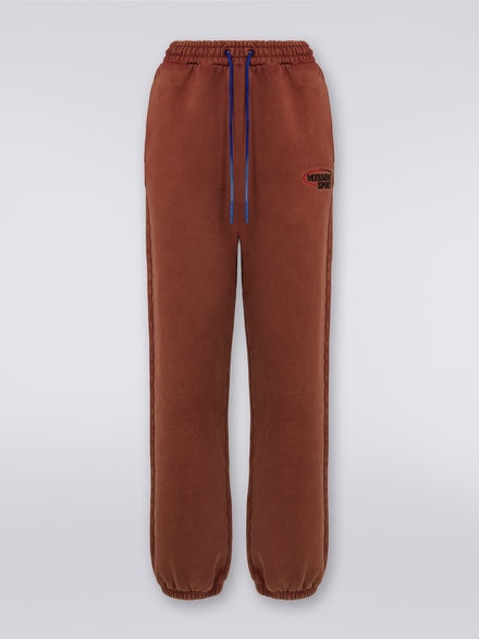 Cotton blend joggers with logo , Rust - SS23WI04BJ00H0S80B7