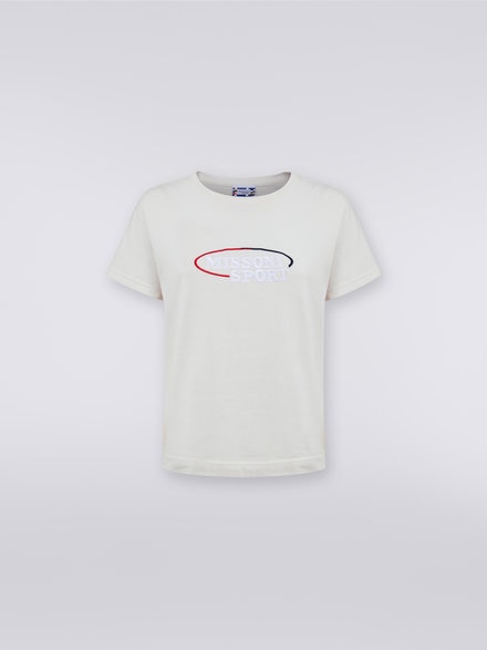 Cotton jersey T-shirt with embroidered logo, White  - SS23WL01BJ00GYS0195