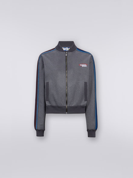 Cotton blend sweatshirt with zip and logo , Rust - SS23WN05BK027ZSM920