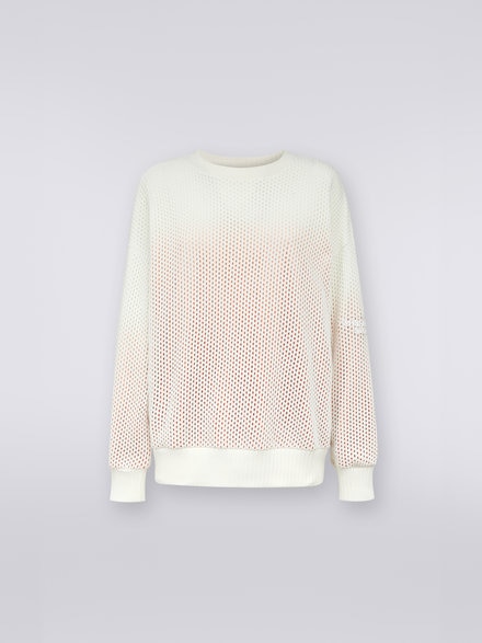 Cotton mesh crew-neck sweatshirt with logo , Rust - SS23WW01BJ00H1S0196