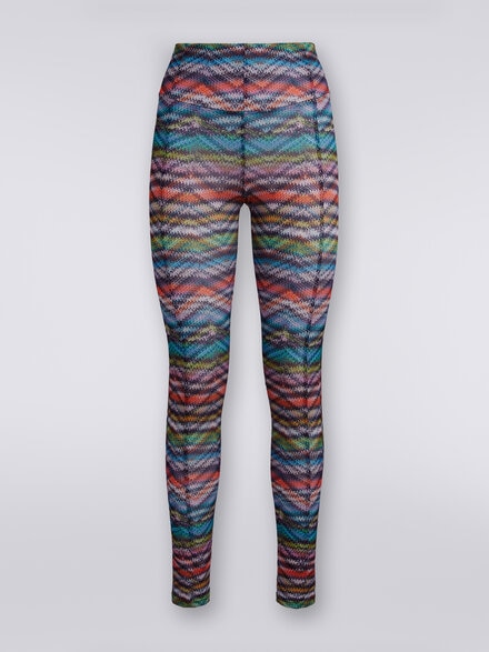 Leggings in zigzag print stretch fabric, Multicoloured  - SS24SI07BJ00IWSM9AA