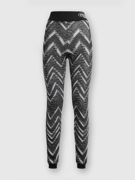 Leggings in knit with lurex and logo, Black & White - SS24SI0ABK034CS91J9
