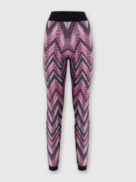 Leggings in chevron knit with logo, Multicoloured  - SS24SI0ABK035YSM9BD