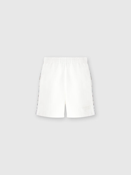 Short en sweat de coton avec logo et bandes latérales tricotées, Multicolore  - SS24SI0DBJ00JVS01BK