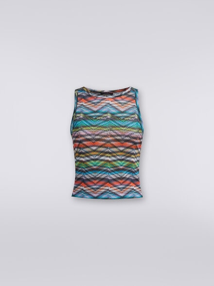 Top in printed stretch nylon, Multicoloured  - SS24SK05BJ00IWSM9AA