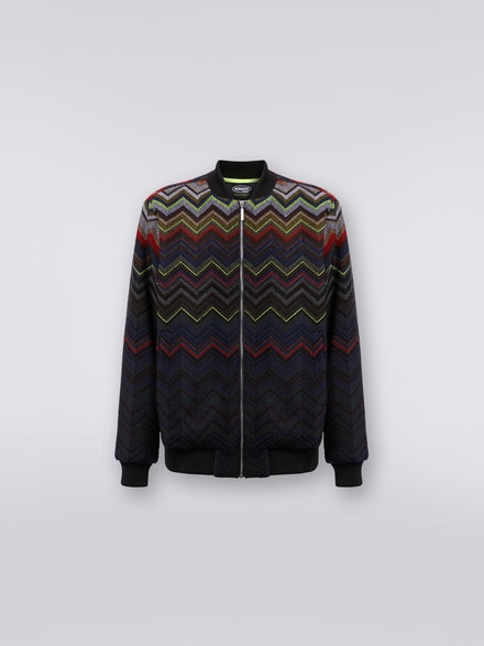 Wool and cotton blend chevron bomber jacket in collaboration with Mike Maignan, Multicoloured - TS23SC03BC0040SM950