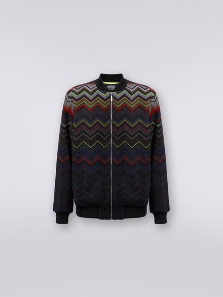 Bomber in misto lana e cotone chevron in collaborazione con Mike Maignan, Multicolore - TS23SC03BC0040SM950