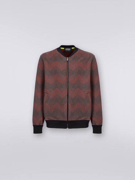 Bomber in misto cotone zig zag in collaborazione con Mike Maignan, Nero &  Rosso - TS23SC04BK031NS414U