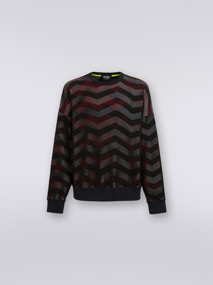 Cotton blend chevron crew-neck jumper in collaboration with Mike Maignan, Multicoloured - TS23SN07BK031MSM95A