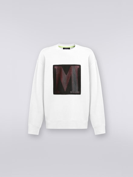 Cotton crew-neck sweatshirt with macro logo in collaboration with Mike Maignan, White - TS23SW05BJ00HYS019Y