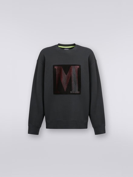 Cotton crew-neck sweatshirt with macro logo in collaboration with Mike Maignan, Grey - TS23SW05BJ00HYS91HR