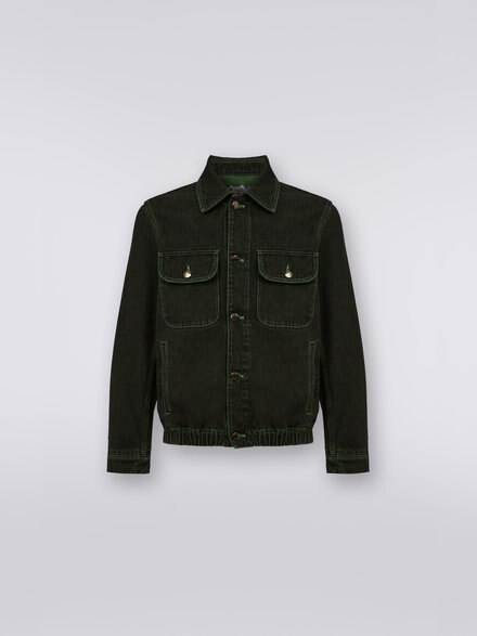 Denim jacket with embroidered logo, Green - TS23WC07BW00OMS611S