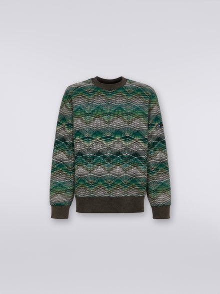 Zigzag wool blend crew-neck jumper , Multicoloured  - TS23WW01BC003NS611V