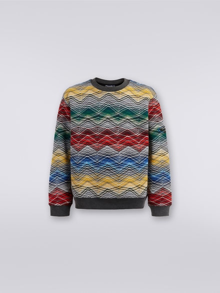 Zigzag wool blend crew-neck jumper , Multicoloured  - TS23WW01BC003NSM91D