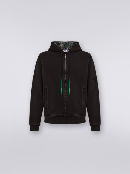 Cotton sweatshirt with hood and zip, Grey - TS23WW03BJ00H0S91GW