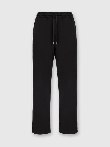 Pantalones de felpa de algodón con logotipo, Negro    - TS24SI00BJ00H0S91J4