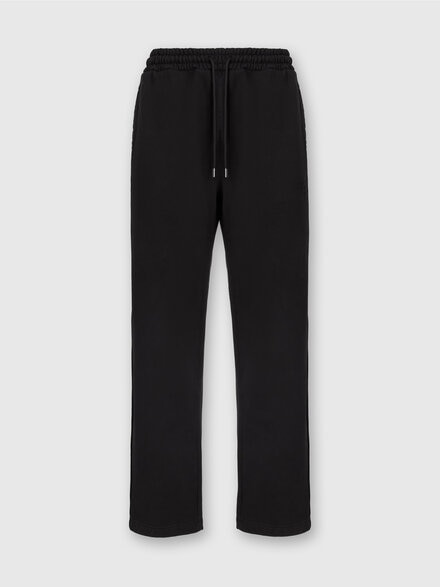 Trousers in cotton fleece with logo, Black    - TS24SI00BJ00H0S91J4