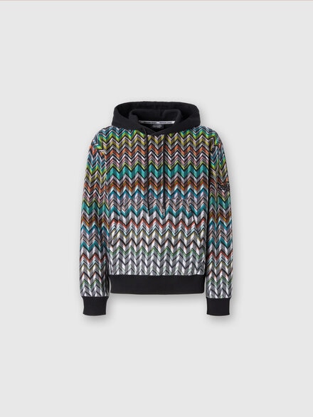 Hooded sweatshirt in zigzag knit , Multicoloured  - TS24SW05BC0047S91J3