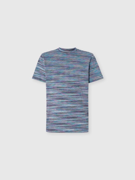 Slub cotton crew-neck T-shirt, Blue & Multicoloured  - UC22SL01BJ0001F705Z