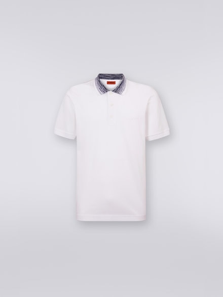 Polo de algodón con cuello flameado e inscripción del logotipo, Blanco  - UC22W200BJ0019S00K5