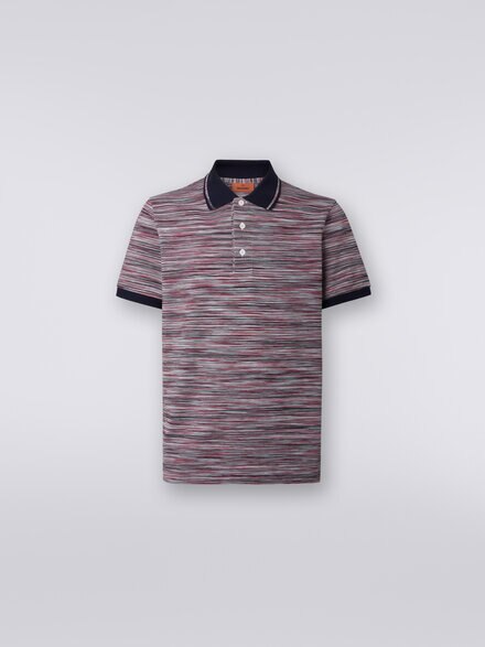Slub cotton polo shirt with plain details, Multicoloured  - UC22W201BJ001GF402S