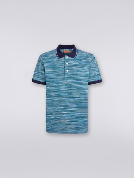 Slub cotton polo shirt with plain details, Multicoloured  - UC22W201BJ001GF705R