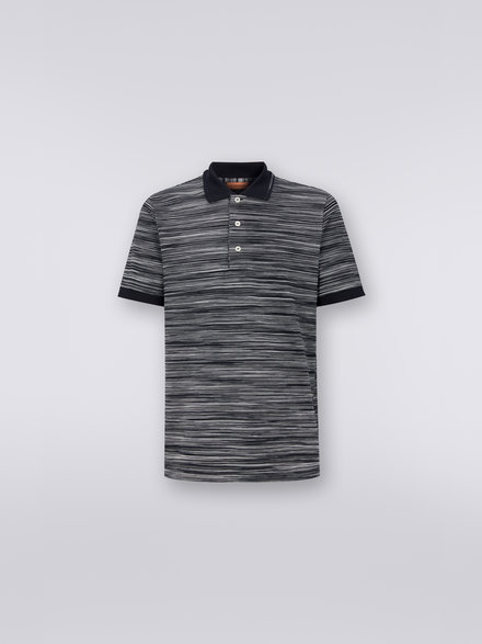 Polo en coton flammé avec détails unis, Noir & Blanc - UC22W201BJ001GF901B