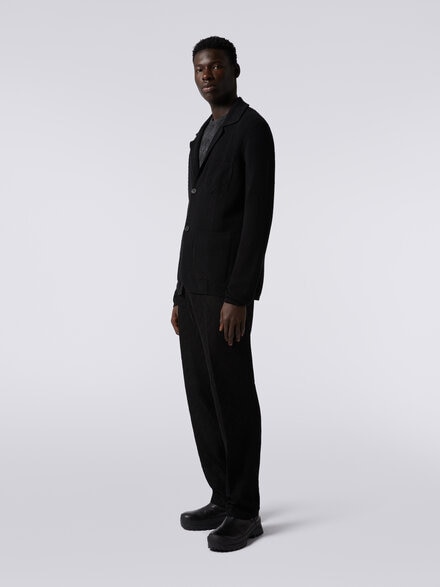 Cotton and viscose knit blazer, Black    - UC23SF00BK023LS91GJ