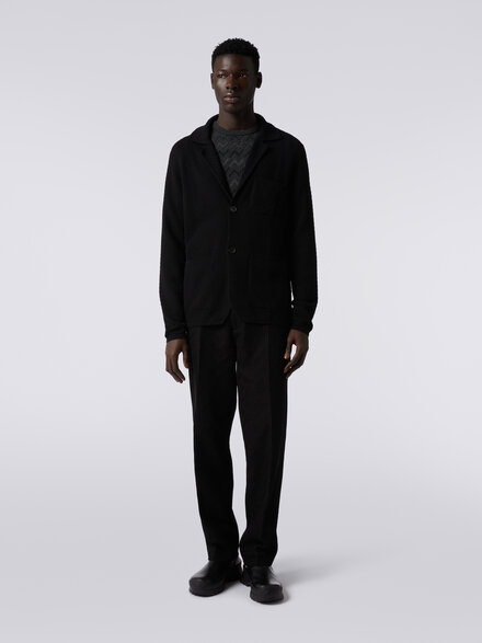 Cotton and viscose knit blazer, Black    - UC23SF00BK023LS91GJ
