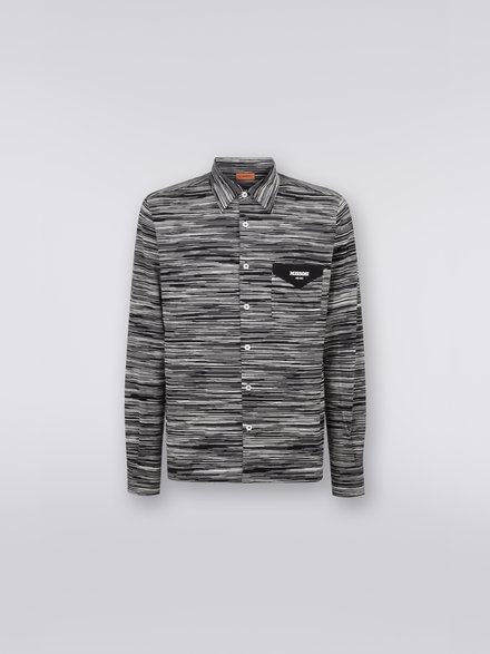 Slub cotton jersey shirt, Black & White - UC23SJ00BJ0001F901B