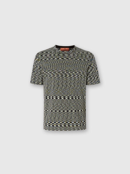 Rundhals-T-Shirt aus Baumwolle in Flammgarnoptik, Mehrfarbig  - UC23SL03BK013BF602Q