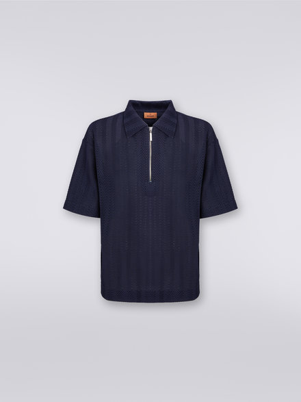 Polo de manga corta en algodón y viscosa con cremallera, Multicolor  - UC23W201BR00JC93810