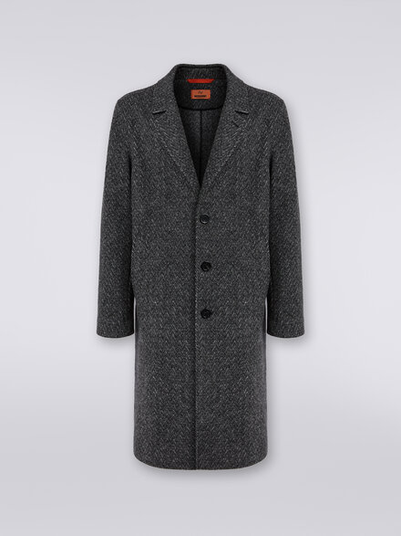 Boiled wool herringbone coat, Black    - UC23WC00BT003OS91HG