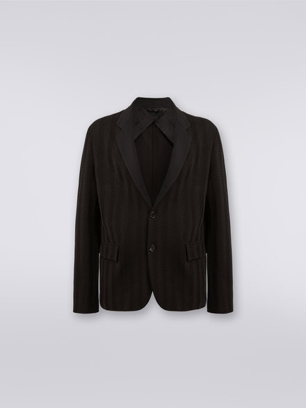 Cotton and viscose chevron jacket, Black    - UC23WF00BR00JC93911
