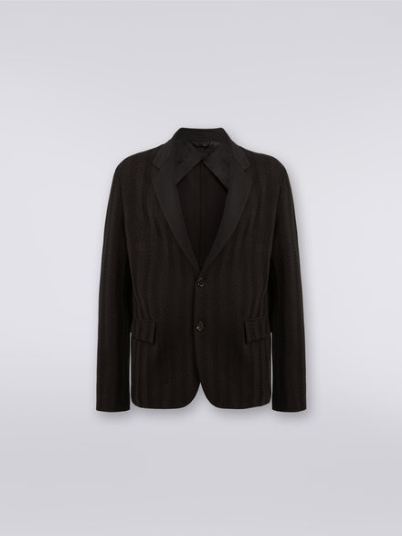 Chaqueta de algodón y viscosa a espigas, Negro    - UC23WF00BR00JC93911