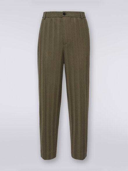 Classic cotton and viscose zigzag trousers , Green - UC23WI00BR00JC90403