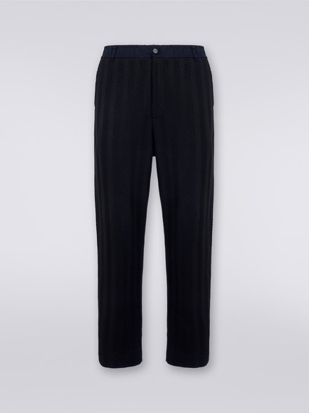 Pantalon classique en coton et viscose à zig zag , Noir    - UC23WI00BR00JC93911