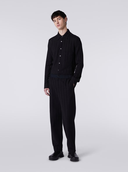 Classic cotton and viscose zigzag trousers, Black    - UC23WI00BR00JC93911