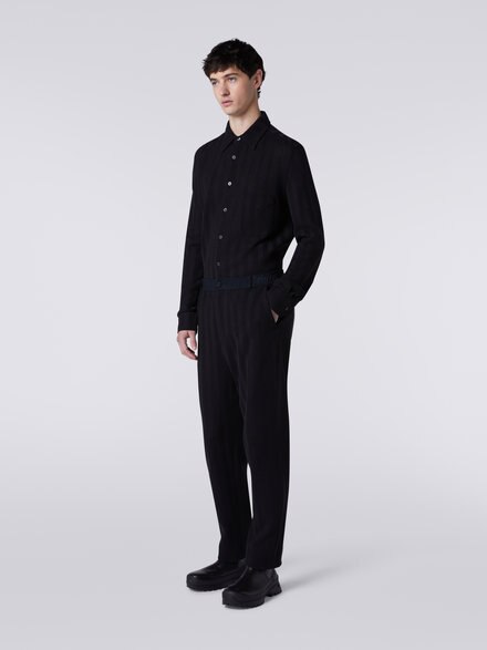 Classic cotton and viscose zigzag trousers, Black    - UC23WI00BR00JC93911