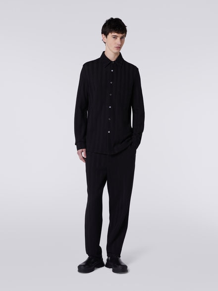 Cotton and viscose chevron shirt, Black    - UC23WJ00BR00JC93911