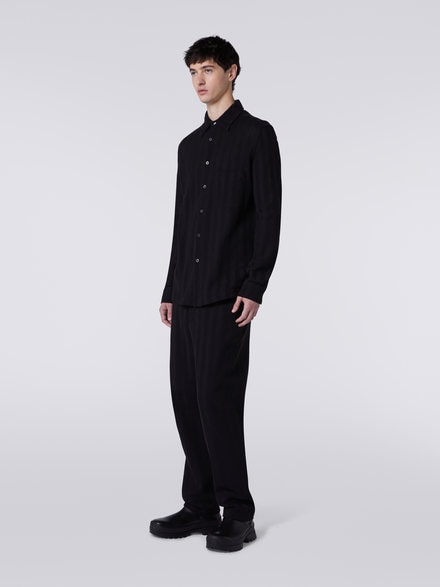 Cotton and viscose chevron shirt, Black    - UC23WJ00BR00JC93911