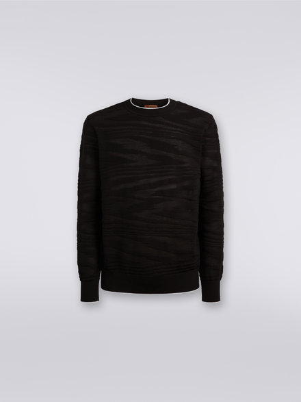 Embossed wool and viscose crew-neck pullover, Black    - UC23WN02BK021ZS91GN