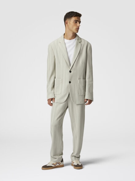 Zigzag cotton and viscose blazer, Silver - UC24WF01BR00JC44501
